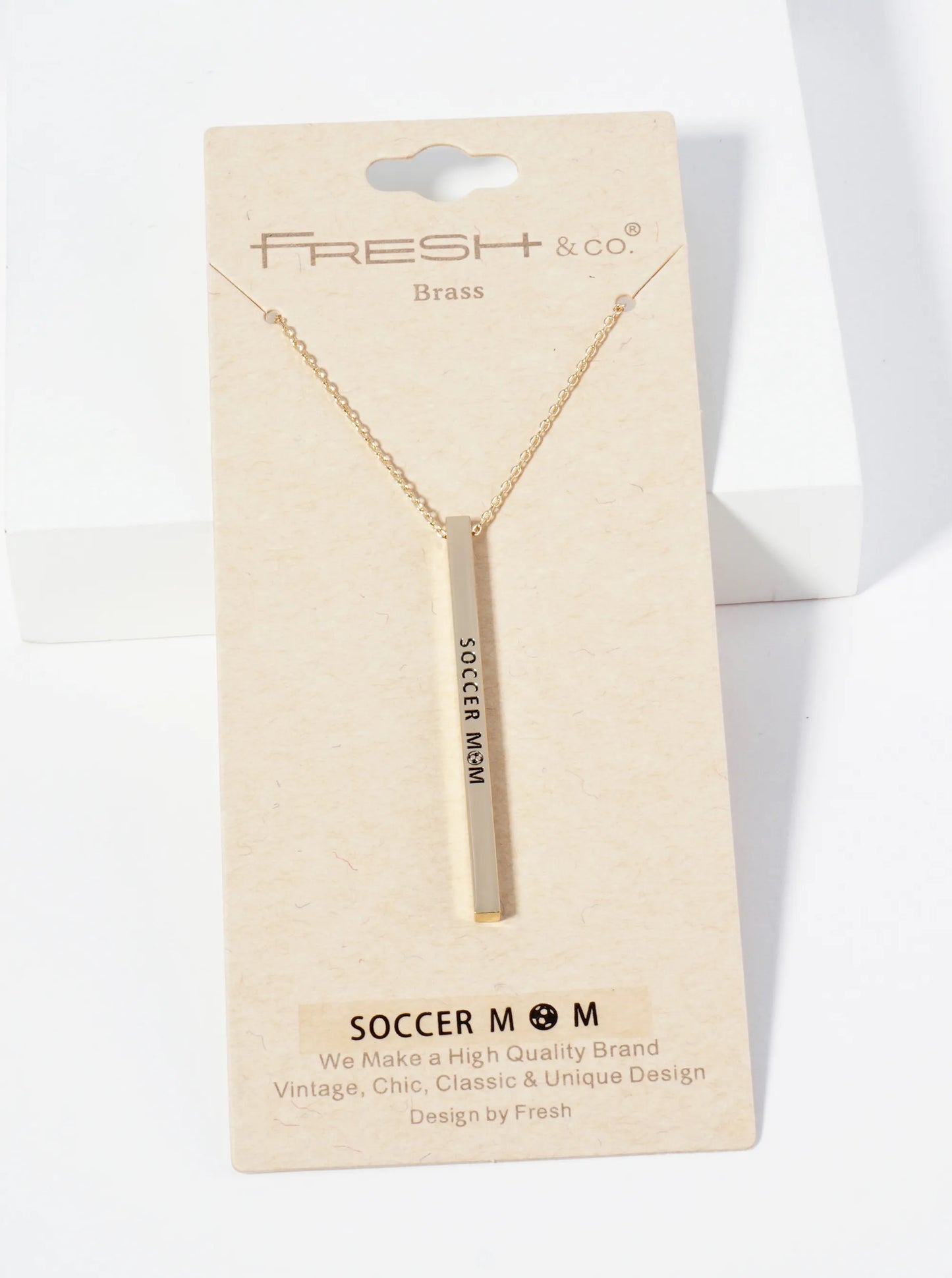Soccer Mom Engraved Vertical Bar Pendant Inspirational Necklace