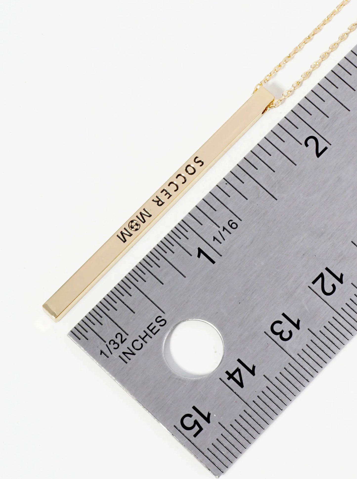 Soccer Mom Engraved Vertical Bar Pendant Inspirational Necklace