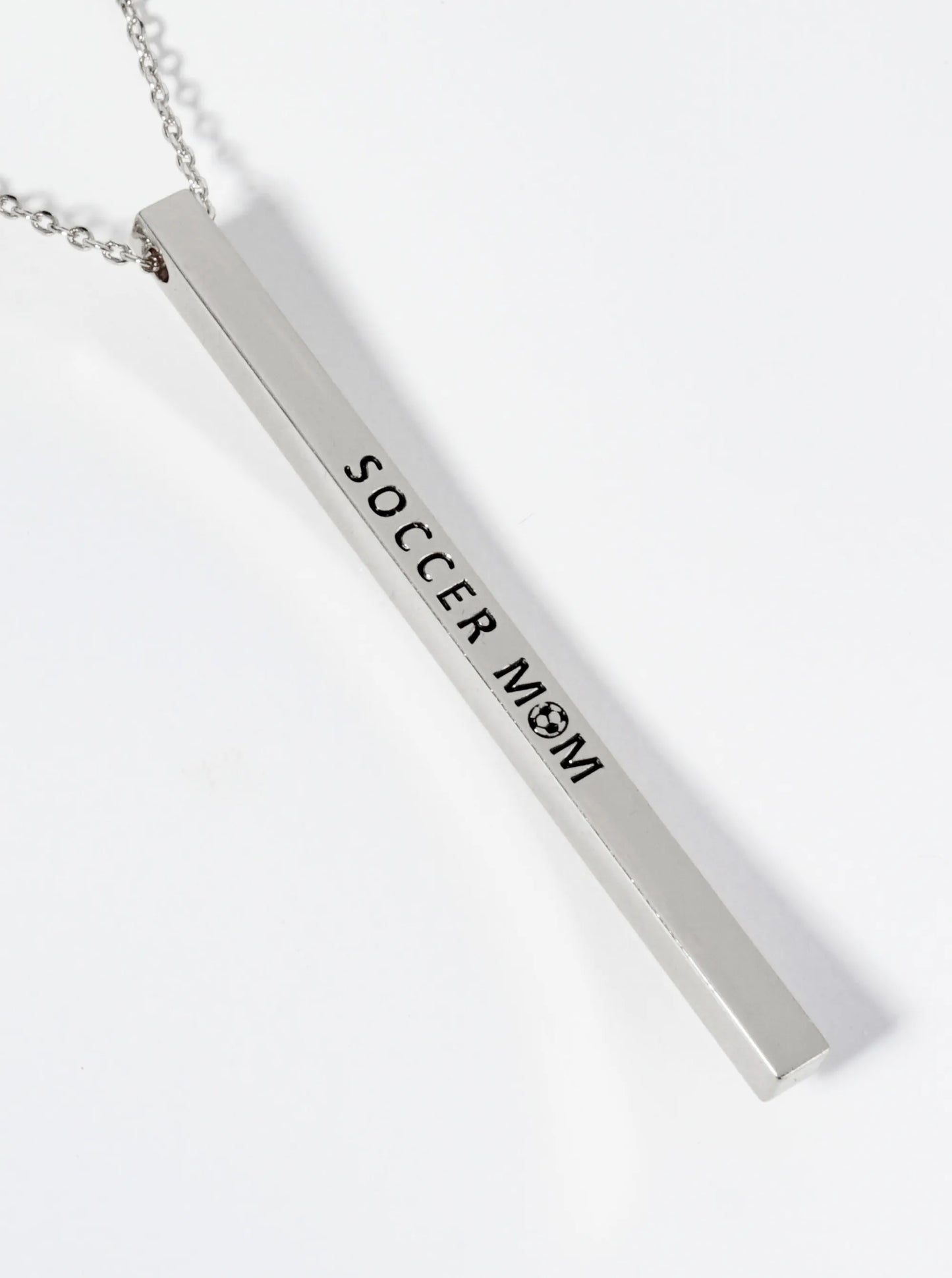 Soccer Mom Engraved Vertical Bar Pendant Inspirational Necklace