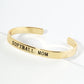 Softball Mom Engraved 18K Gold Dipped Open Cuff Bangle Bracelet