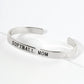 Softball Mom Engraved 18K Gold Dipped Open Cuff Bangle Bracelet