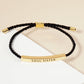 Soul Sister Engraved 18K Gold Dipped Curved Brass Tube Bar Adjustable Pull Tie Bracelet