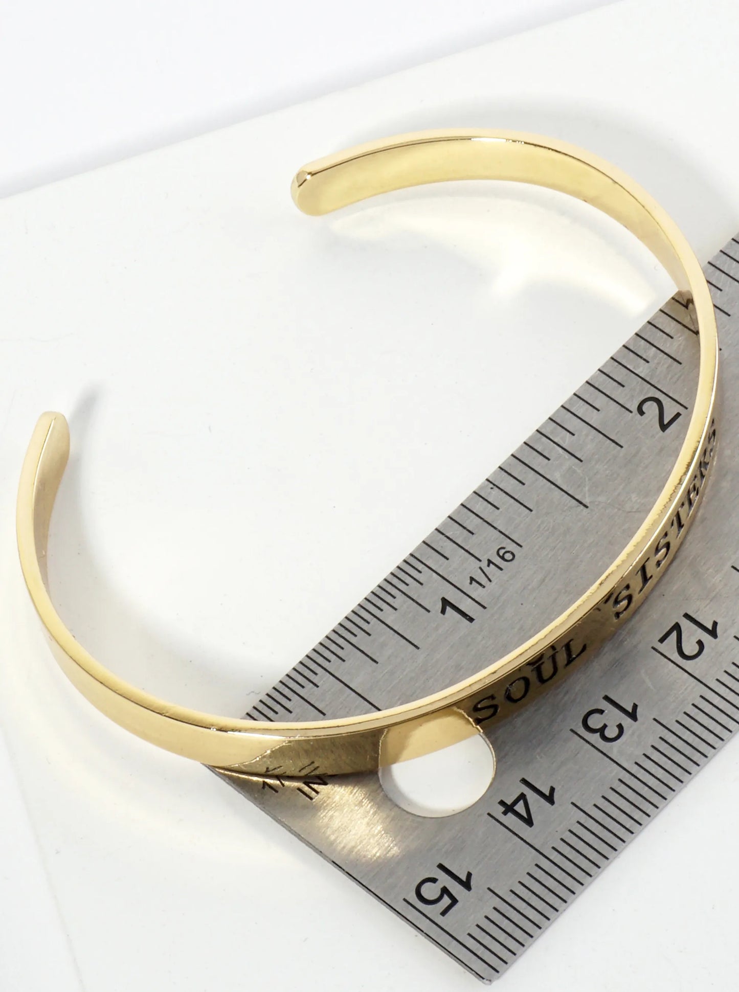 Soul Sisters Engraved 18K Gold Dipped Open Cuff Bangle Bracelet