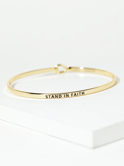 Stand In Faith Engraved Inspirational Bangle Bracelet