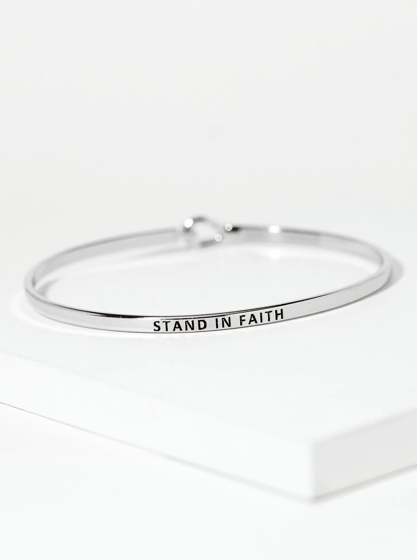 Stand In Faith Engraved Inspirational Bangle Bracelet