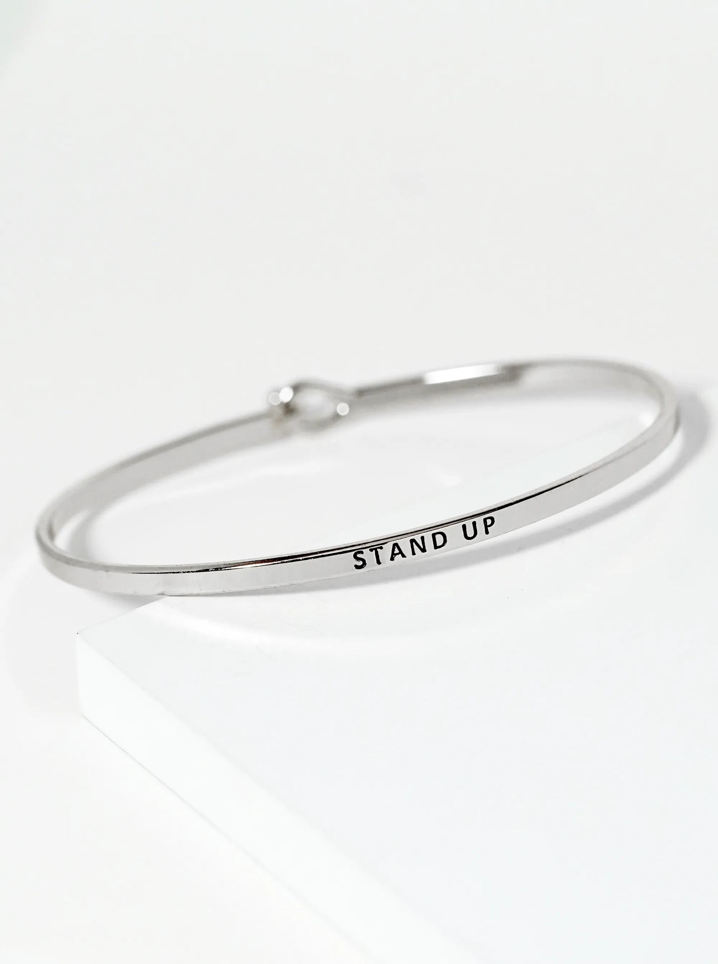 Stand Up Engraved Inspirational Bangle Bracelet
