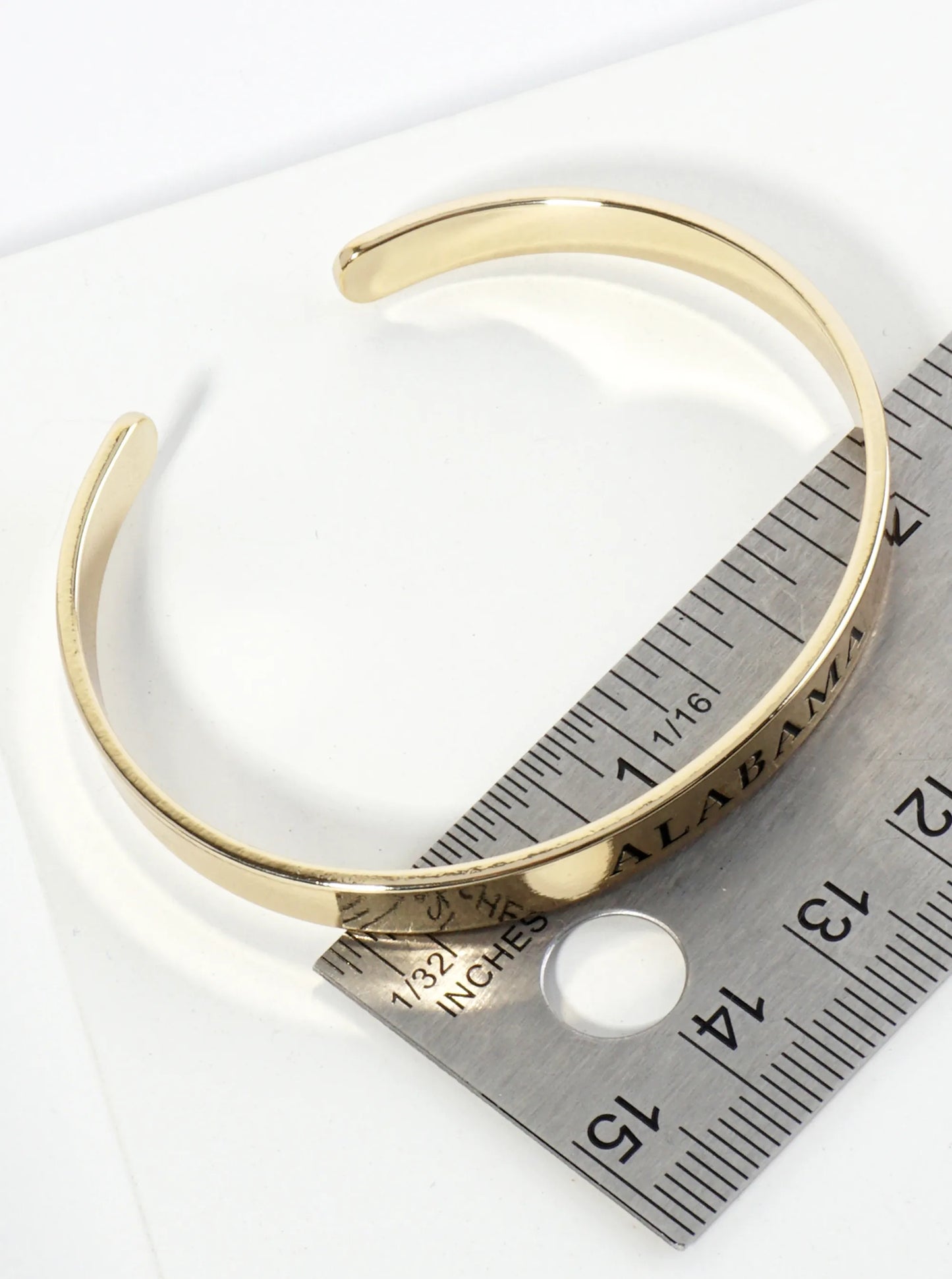 States Engraved 18K Gold Dipped Open Cuff Bangle Bracelet