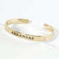 States Engraved 18K Gold Dipped Open Cuff Bangle Bracelet