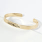 States Engraved 18K Gold Dipped Open Cuff Bangle Bracelet