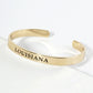 States Engraved 18K Gold Dipped Open Cuff Bangle Bracelet