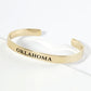 States Engraved 18K Gold Dipped Open Cuff Bangle Bracelet