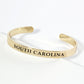 States Engraved 18K Gold Dipped Open Cuff Bangle Bracelet