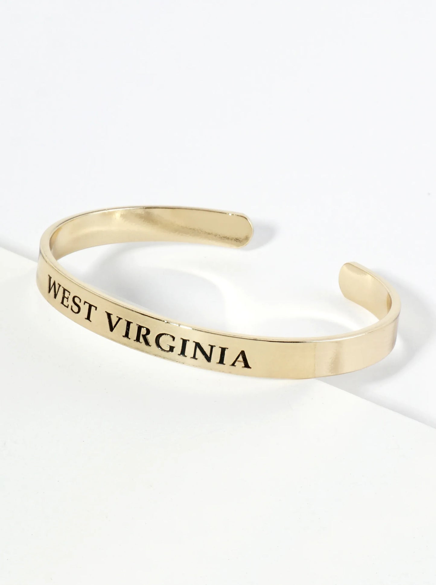 States Engraved 18K Gold Dipped Open Cuff Bangle Bracelet