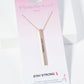 Stay Strong Pink Ribbon Engraved Vertical Bar Pendant Inspirational Necklace