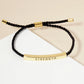 Strength Engraved 18K Gold Dipped Curved Brass Tube Bar Adjustable Pull Tie Bracelet