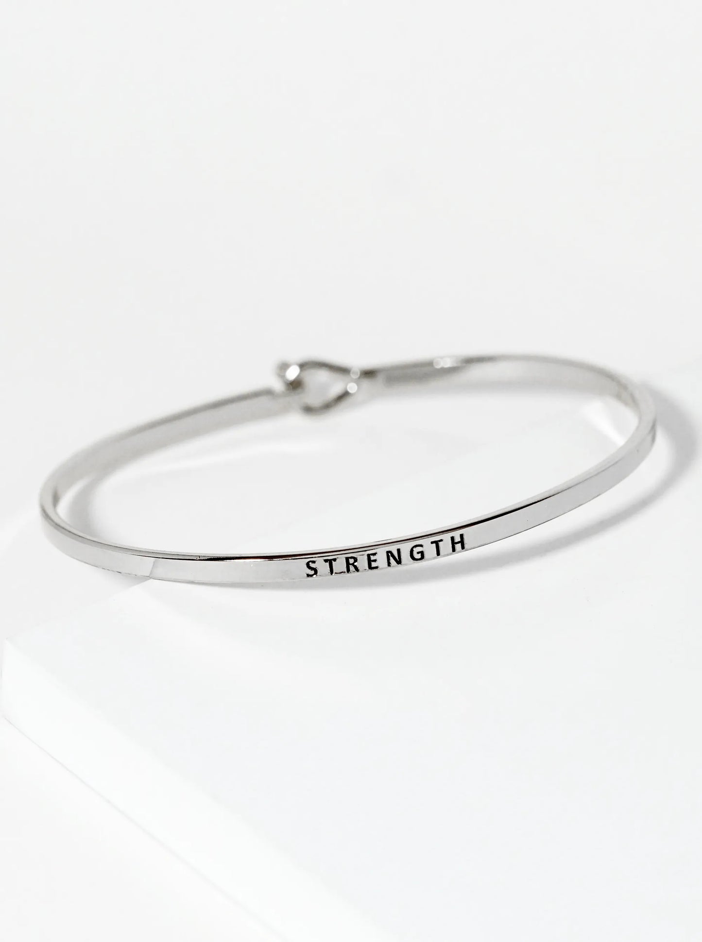 Strength Engraved Inspirational Bangle Bracelet