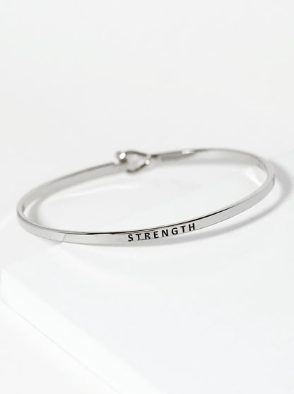 Strength Engraved Inspirational Bangle Bracelet