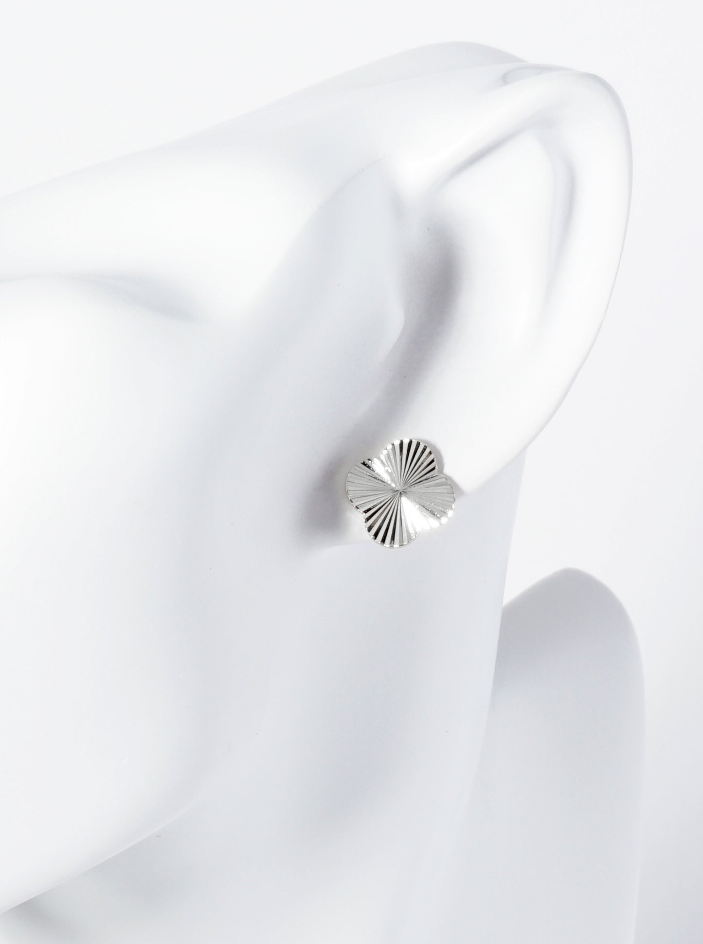 Sunburst Texture 12mm Quatrefoil 18K Gold Dipped Stud Earrings