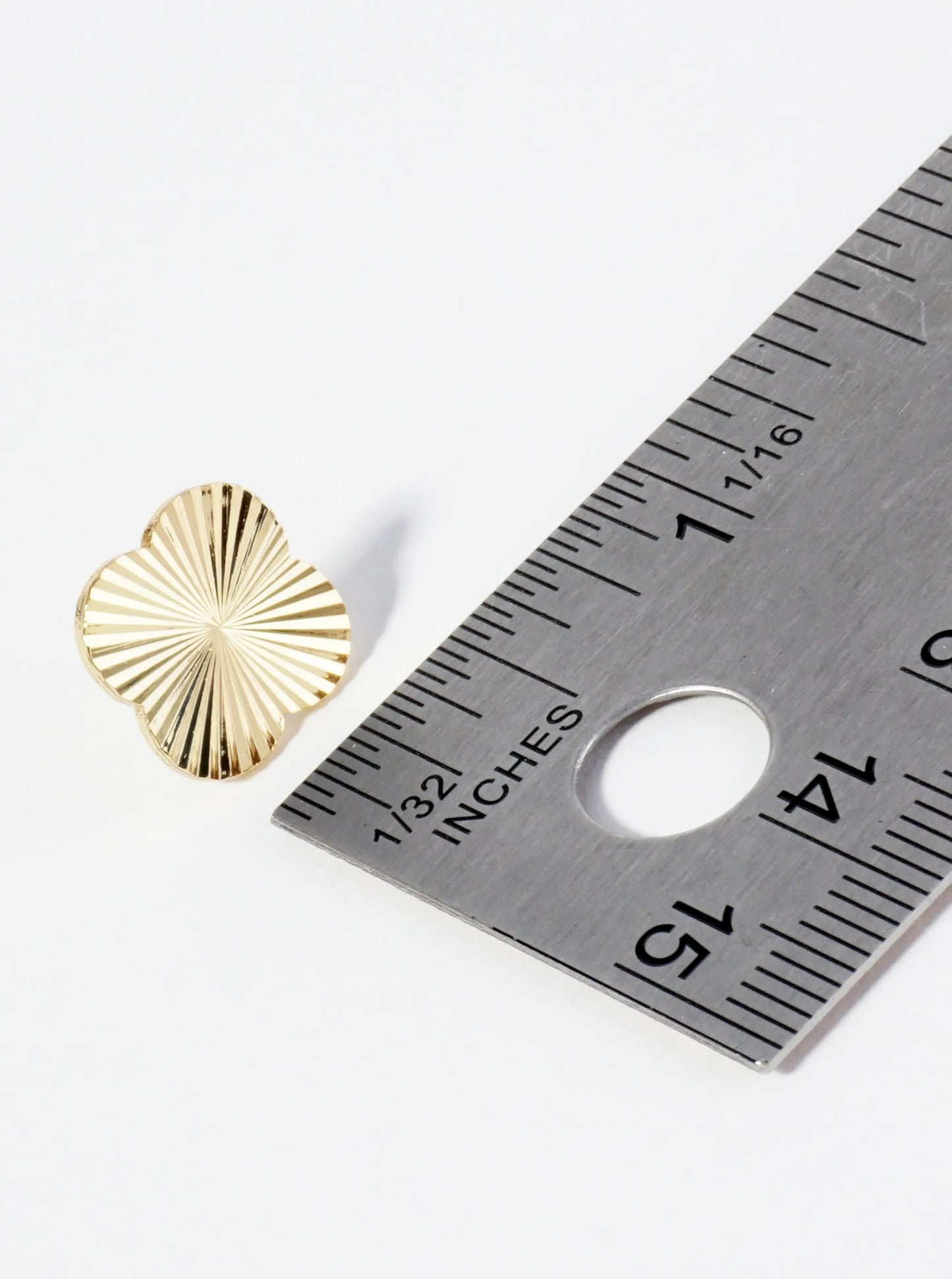 Sunburst Texture 14mm Quatrefoil 18K Gold Dipped Stud Earrings