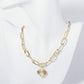 Sunburst Texture Quatrefoil Pendant 18K Gold Dipped Link Chain Necklace