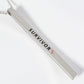Survivor Pink Ribbon Engraved Vertical Bar Pendant Inspirational Necklace