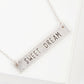Sweet Dream Engraved Horizontal Bar Pendant Necklace