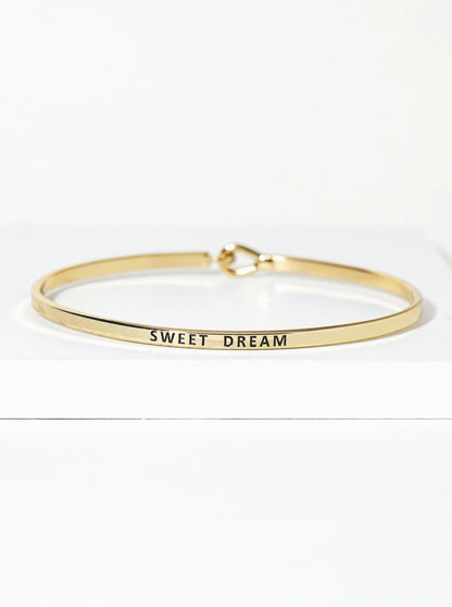 Sweet Dream Engraved Inspirational Bangle Bracelet