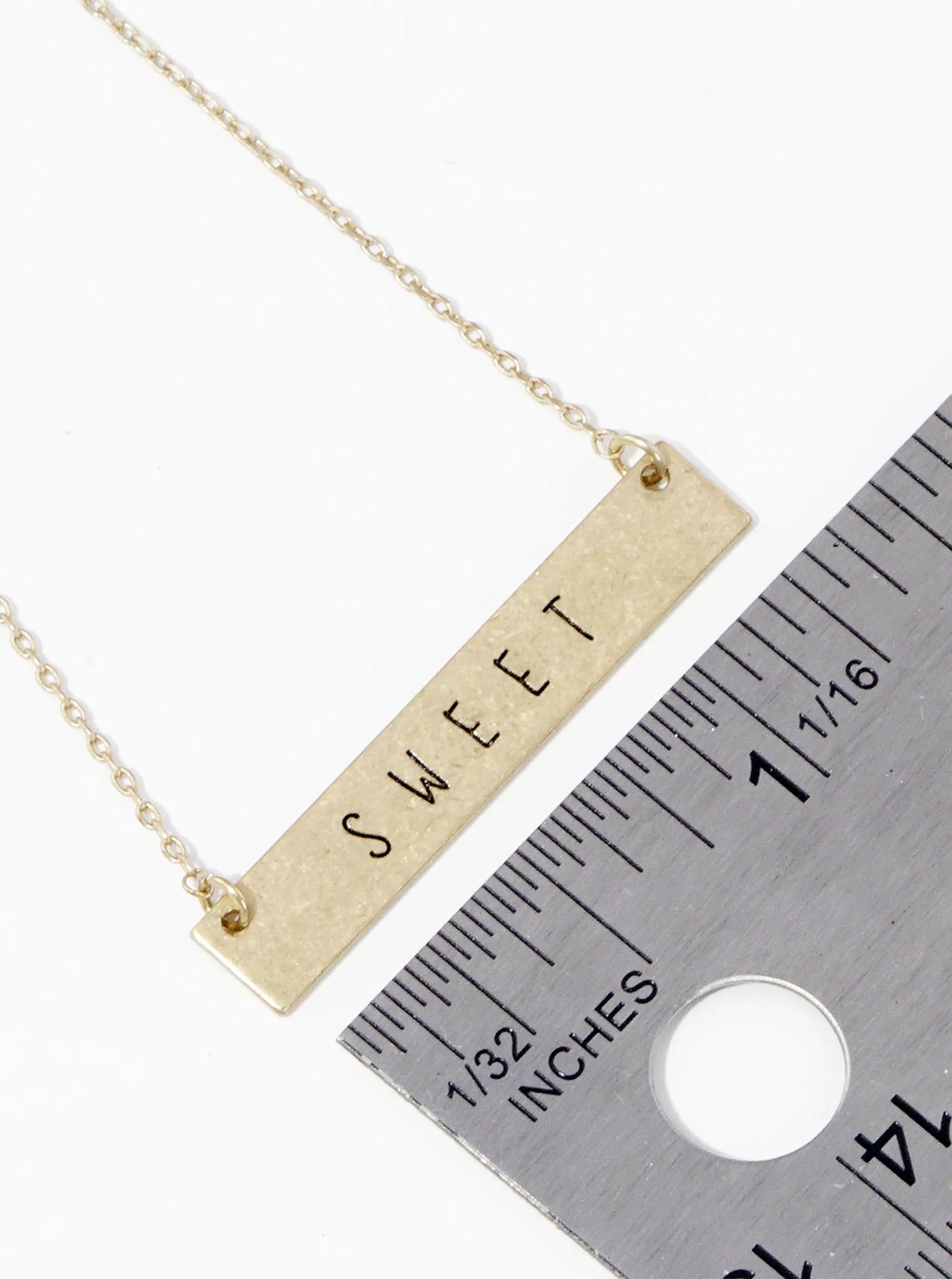 Sweet Engraved Horizontal Bar Pendant Necklace