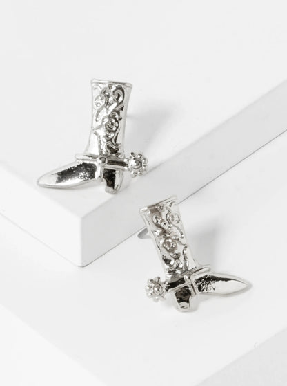 Textured 15mm Cowboy Cowgirl Boot Stud Earrings