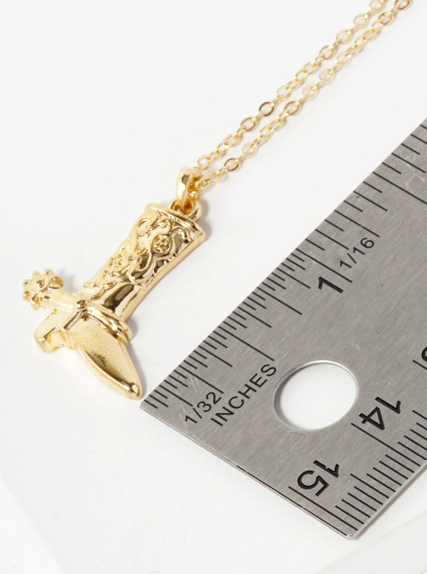 Textured Cowboy Cowgirl Boot Pendant Necklace