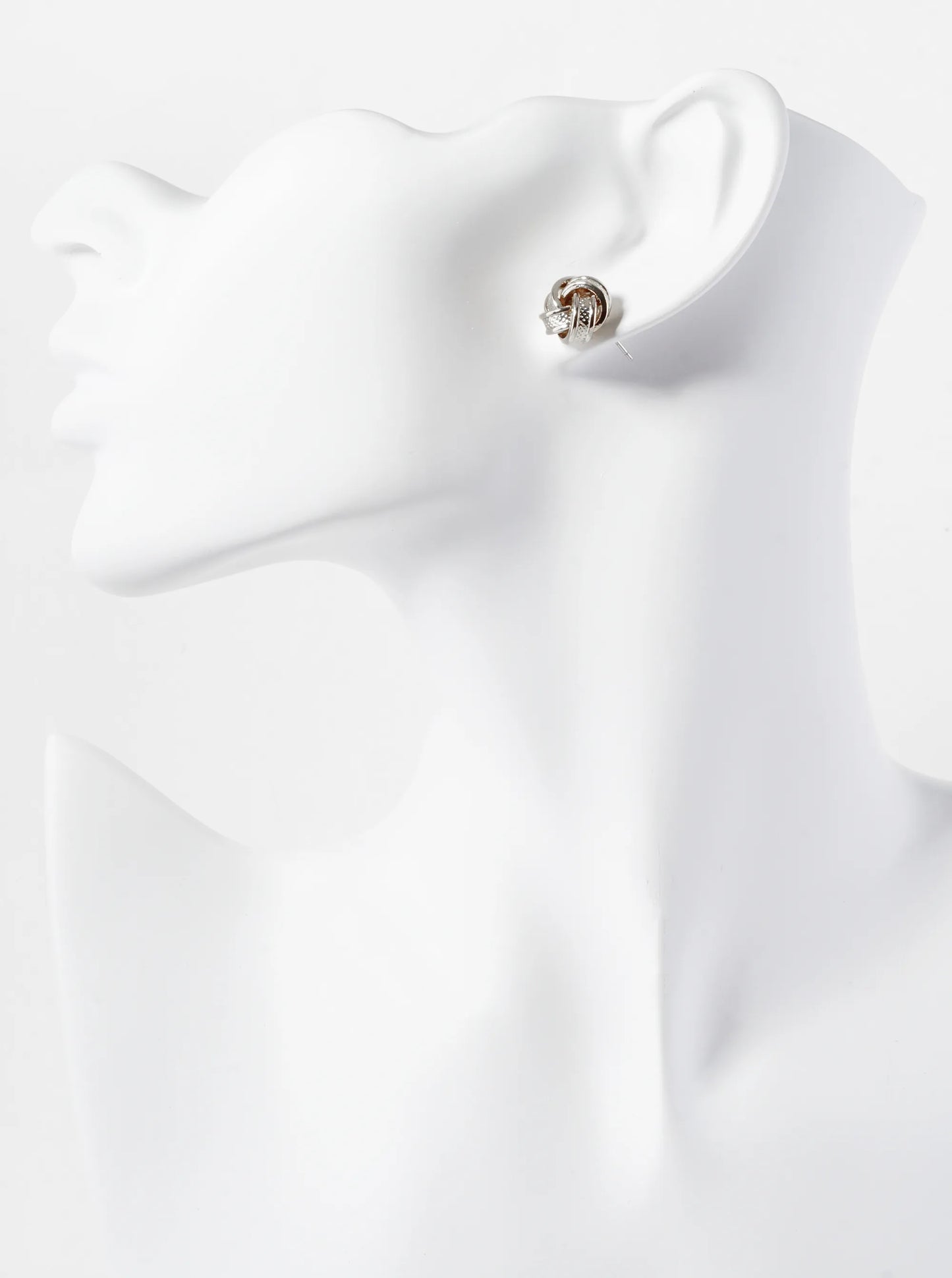 Textured Metal 12mm Love Knot Stud Earrings