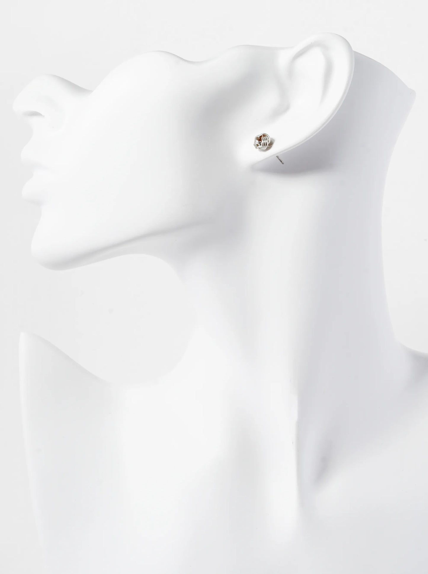 Textured Metal 6mm Dainty Love Knot Stud Earrings