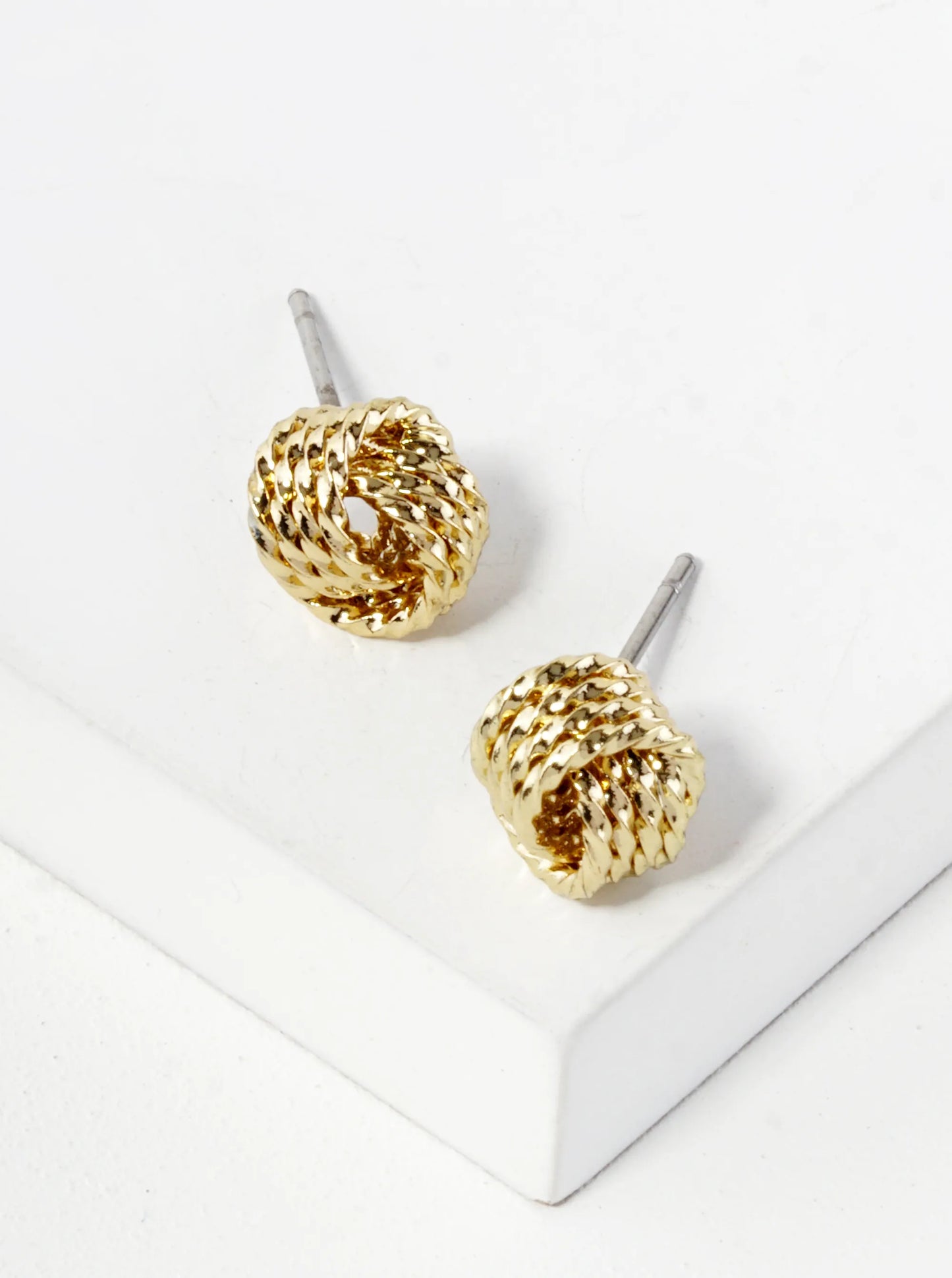 Textured Metal 8mm Love Knot Stud Earrings