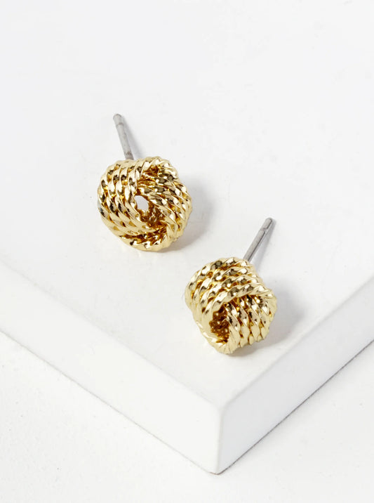 Textured Metal 8mm Love Knot Stud Earrings