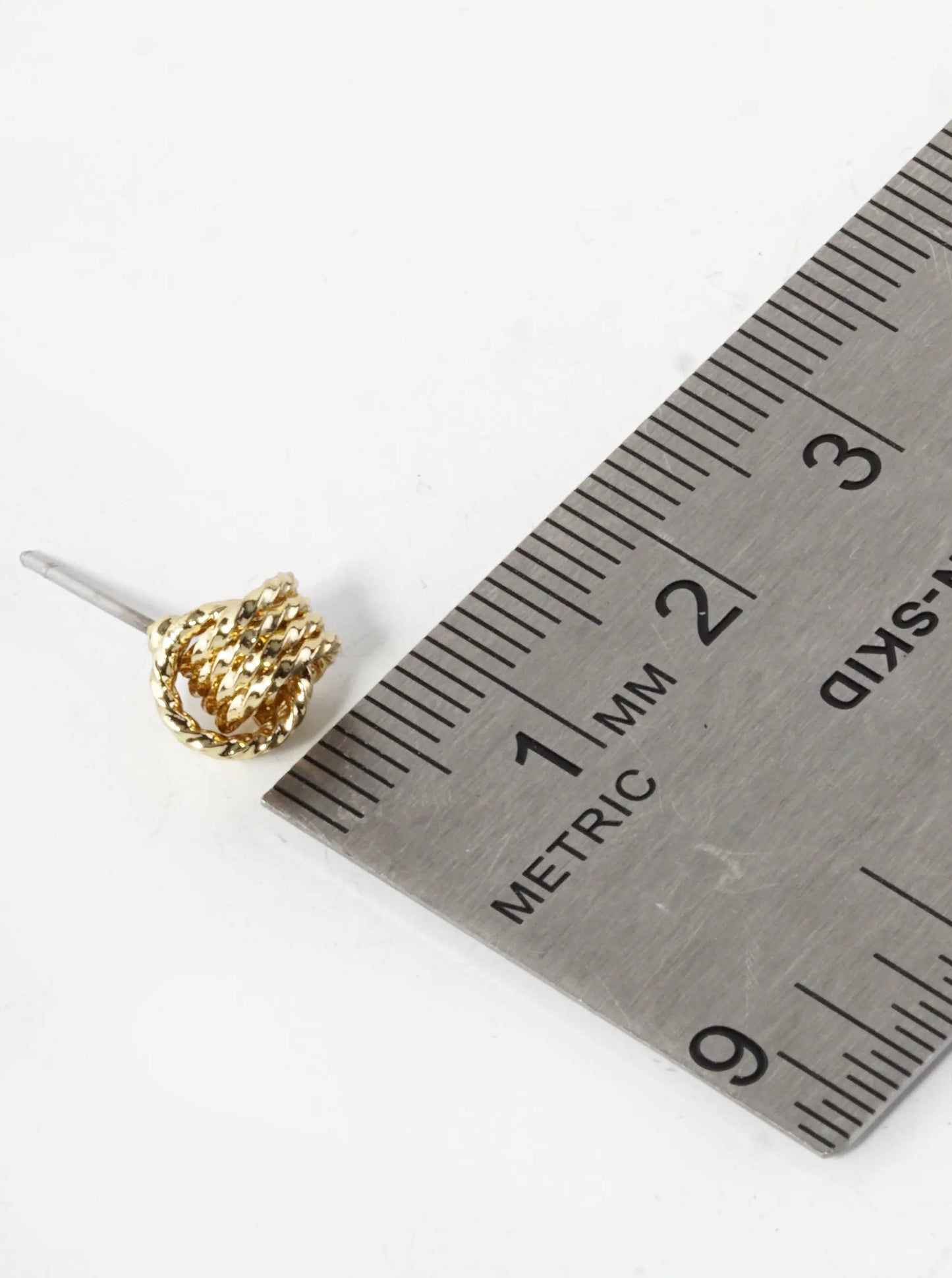 Textured Metal 8mm Love Knot Stud Earrings