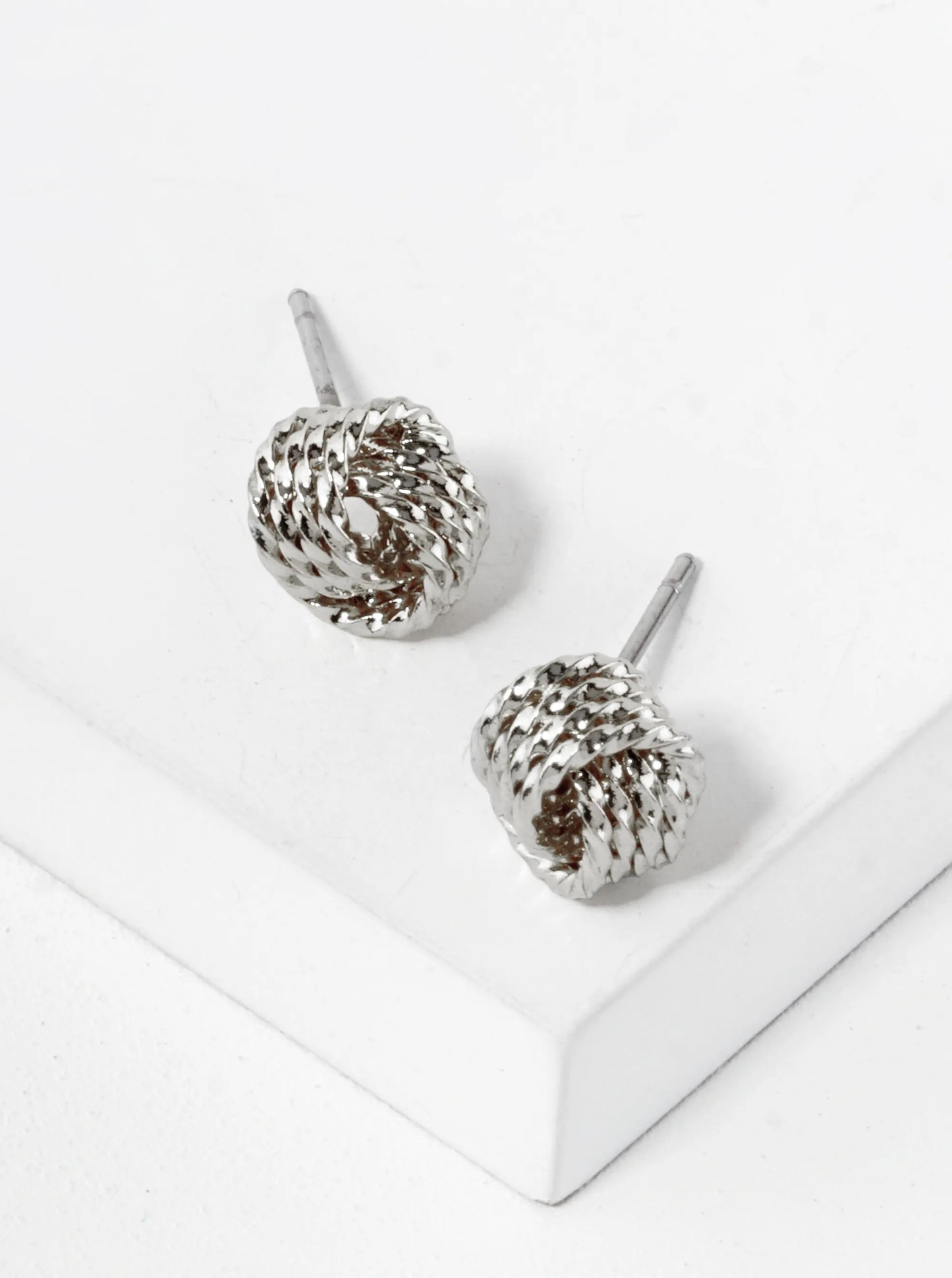 Textured Metal 8mm Love Knot Stud Earrings
