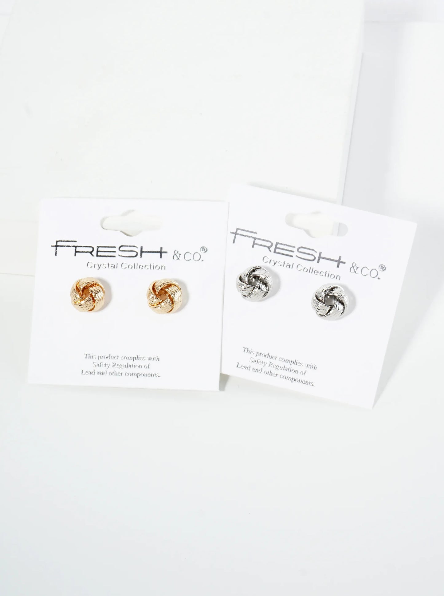 Textured Metal 9mm Love Knot Stud Earrings