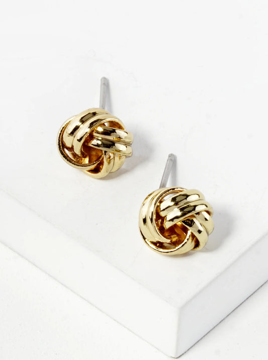 Textured Metal 9mm Love Knot Stud Earrings
