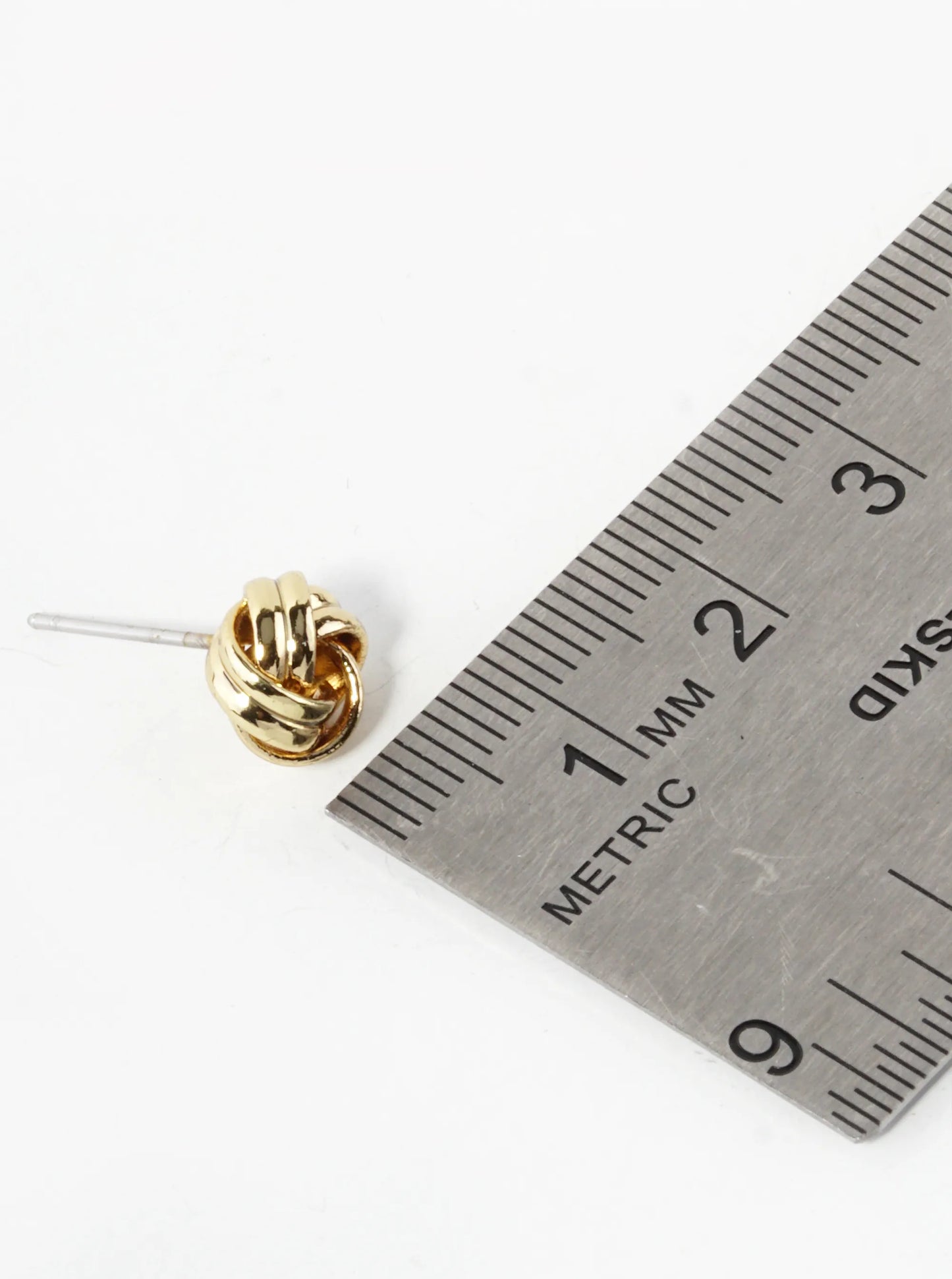 Textured Metal 9mm Love Knot Stud Earrings