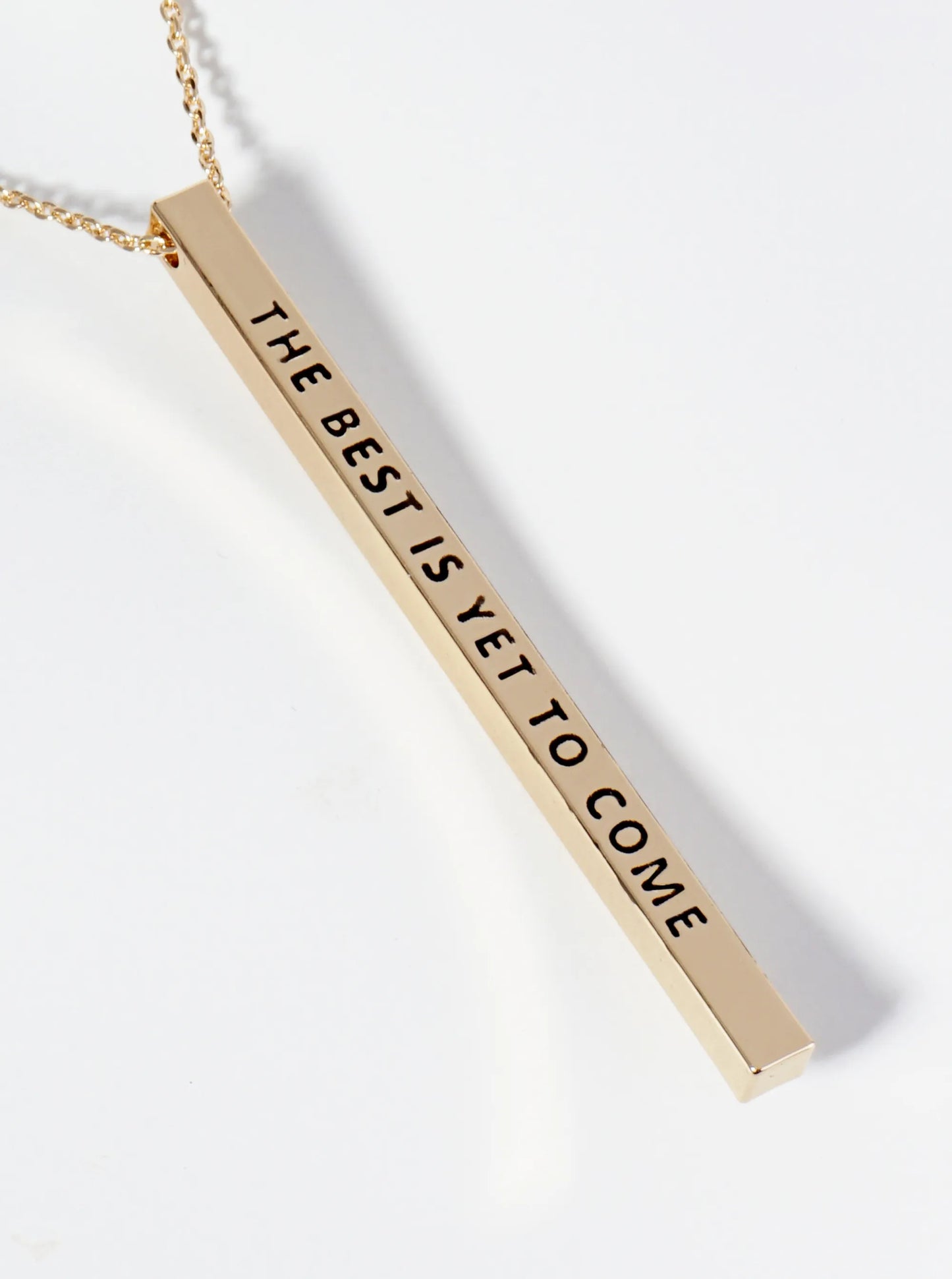 The Best Is Yet To Come Engraved Vertical Bar Pendant Inspirational Necklace