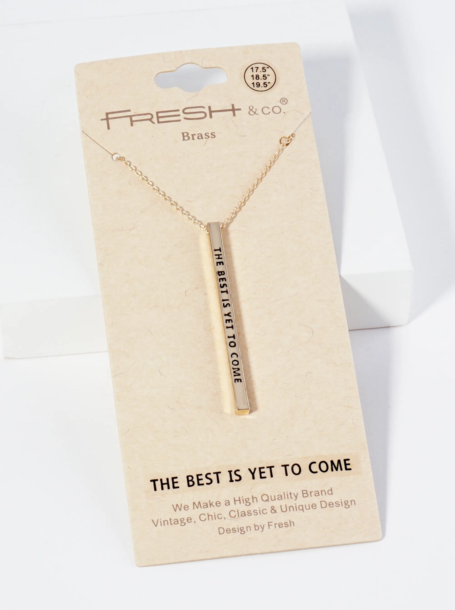 The Best Is Yet To Come Engraved Vertical Bar Pendant Inspirational Necklace