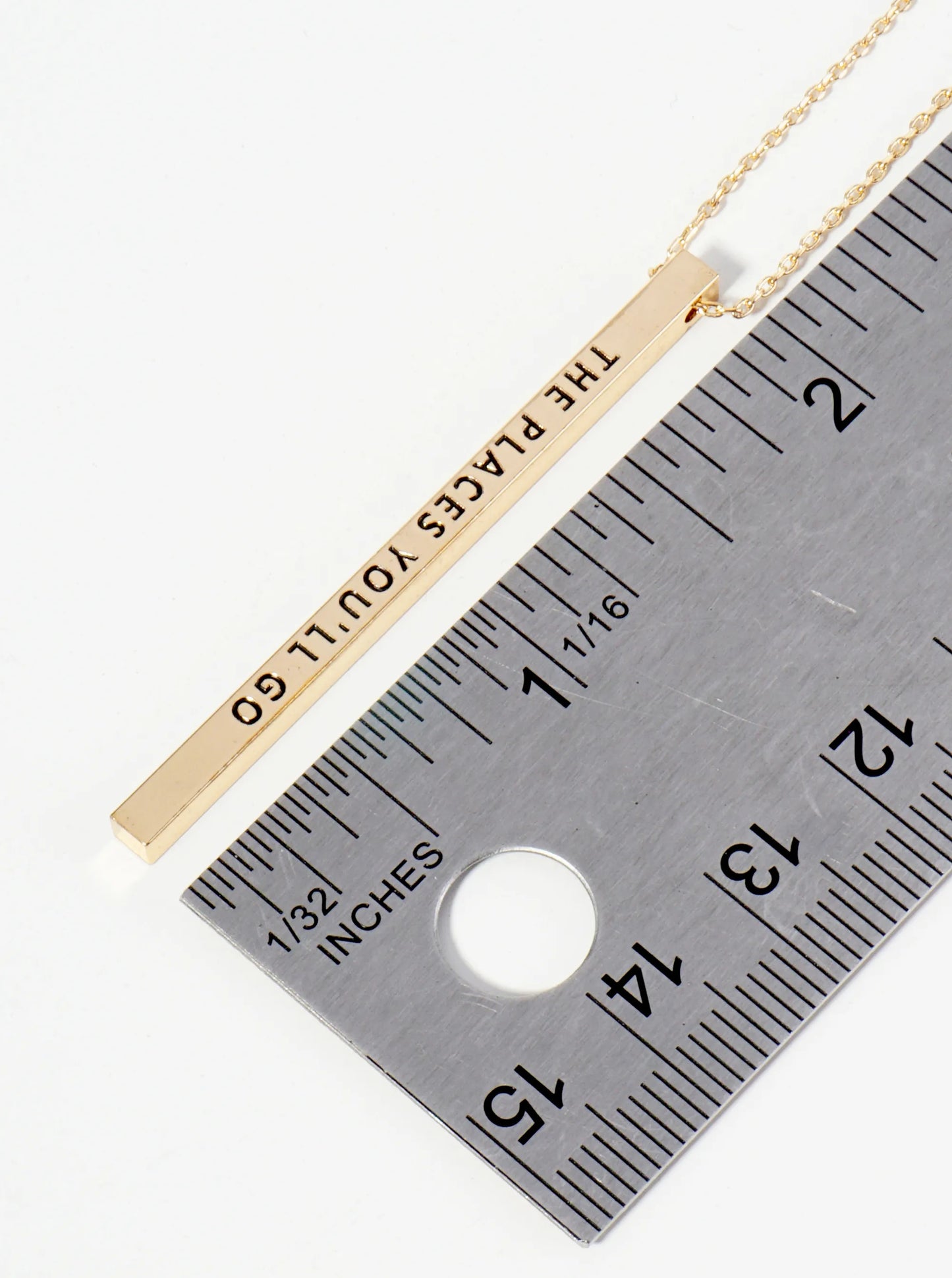 The Places You Will Go Engraved Vertical Bar Pendant Inspirational Necklace