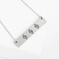 Three Cactus Engraved Horizontal Bar Pendant Necklace