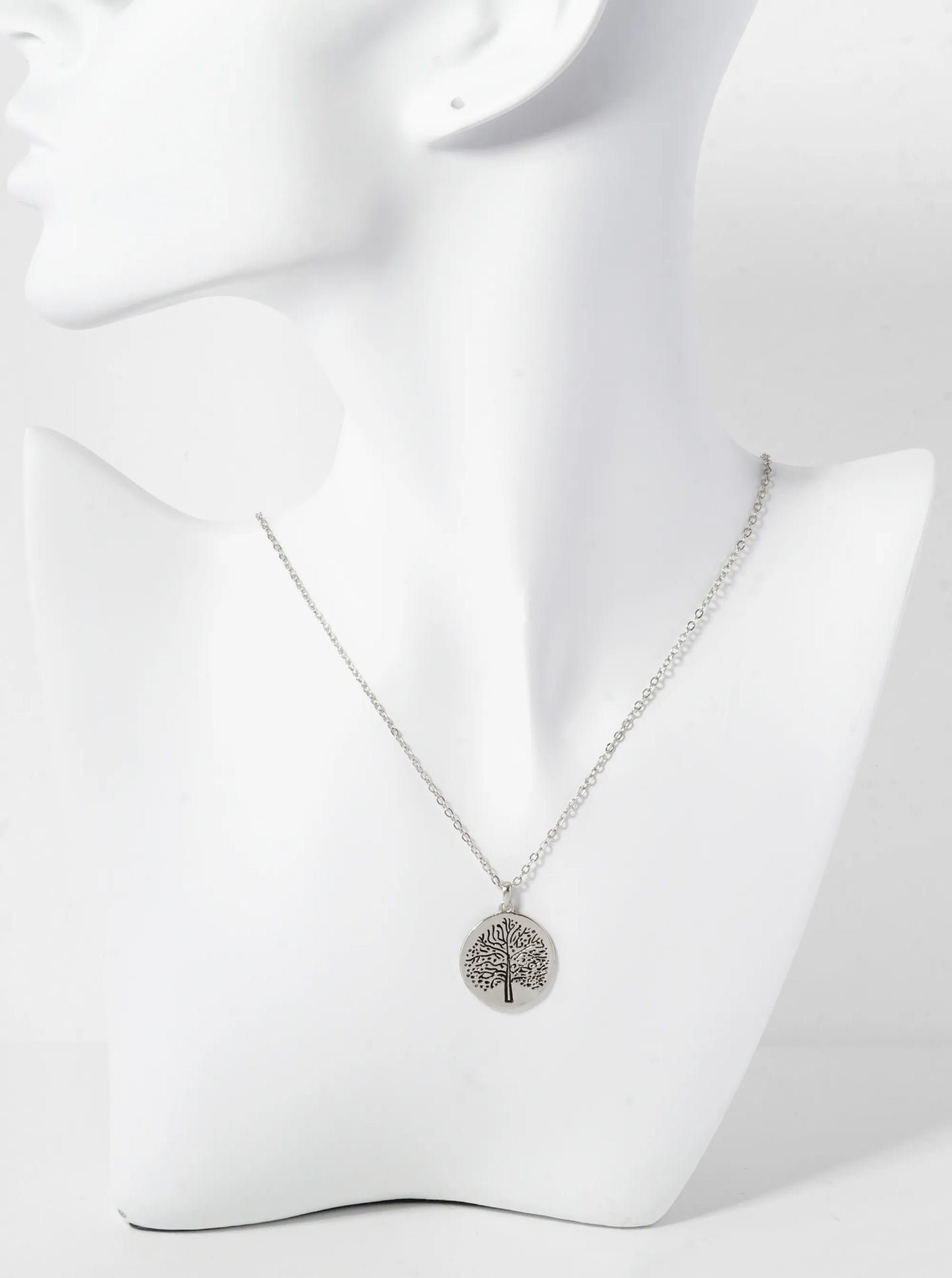 Tree Of Life Engraved Disc Pendant Necklace