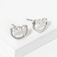 Triple 2mm Pearl Beaded Half Circle Geometric Stud Earrings