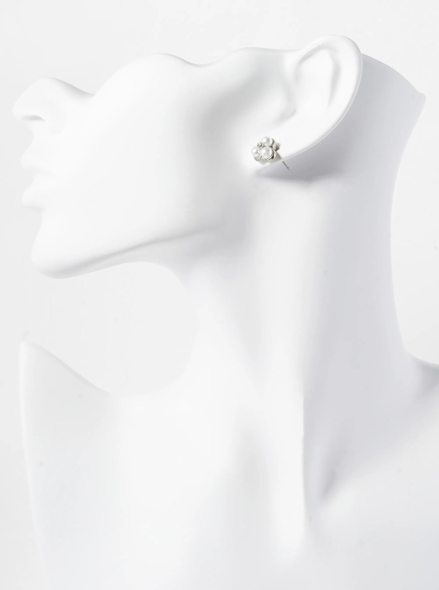 Triple 4mm Pearl Beaded 9mm Triangle Stud Earrings