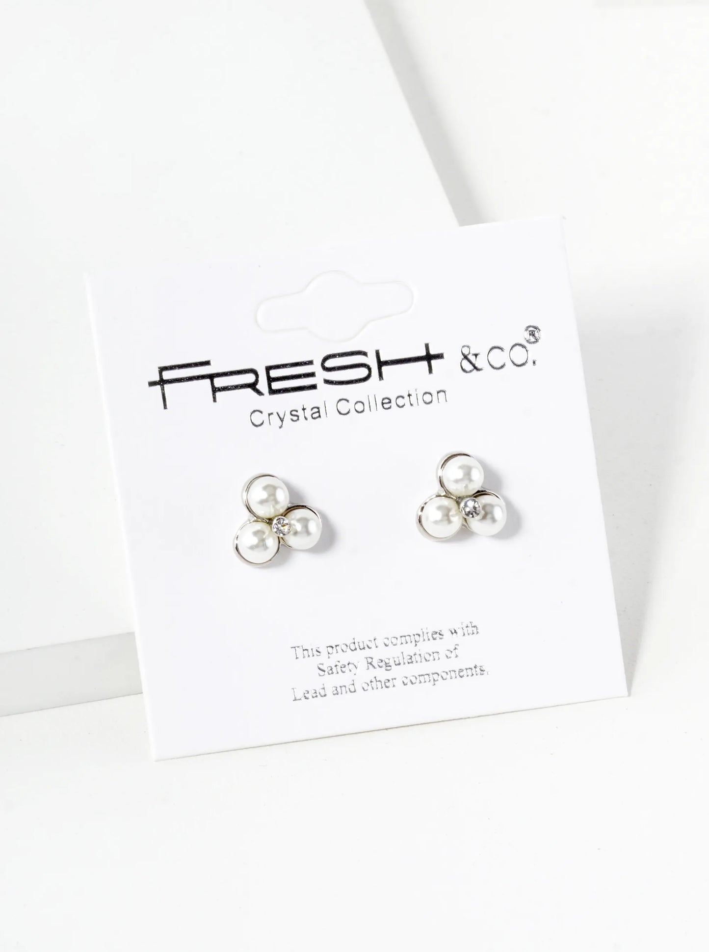 Triple 4mm Pearl Beaded 9mm Triangle Stud Earrings