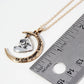 Two-Tone Sentimental Phrase Engraved Heart Embraced Moon Pendant Necklace