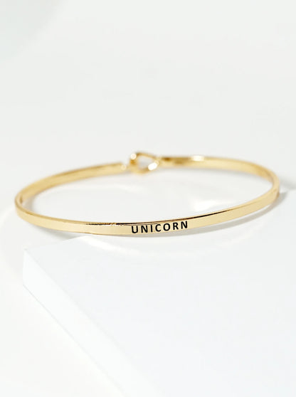 Unicorn Engraved Inspirational Bangle Bracelet