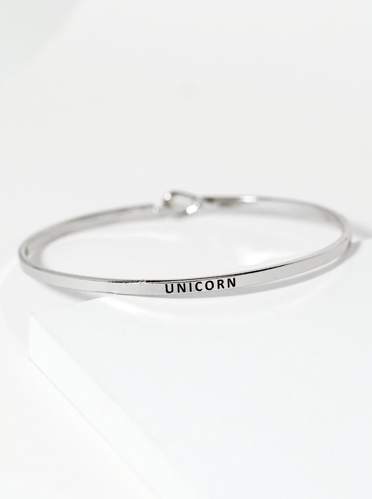 Unicorn Engraved Inspirational Bangle Bracelet